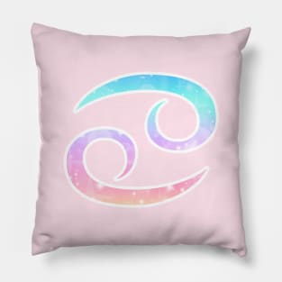 Cancer Zodiac Symbol in Magical Unicorn Colors Pillow