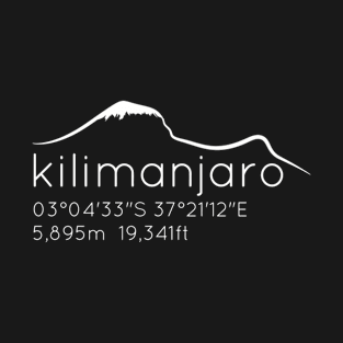 Kilijaro With Lat Long Elevation T-Shirt