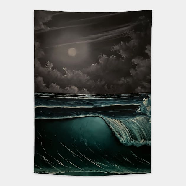 Teal and Purple Seascape Tapestry by J&S mason