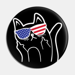 Cat Flipping Off , Funny Patriotic Cat  And Pin