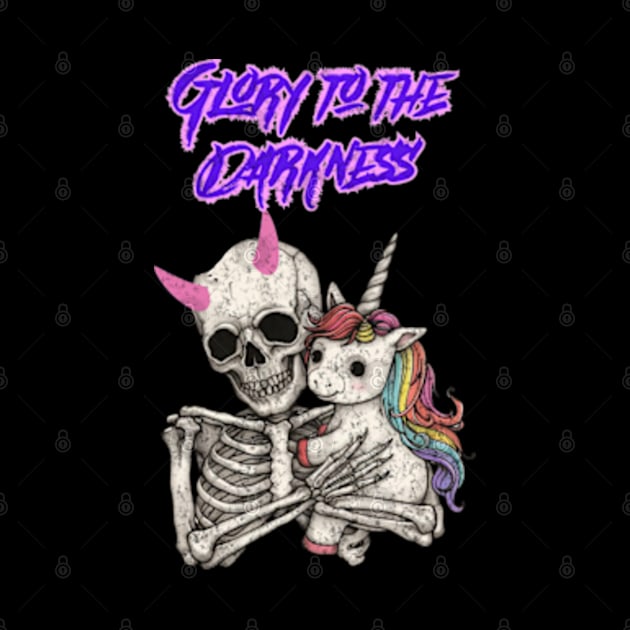 Glory to the Darkness Pastel Goth Skeleton Unicorn by Lavender Celeste