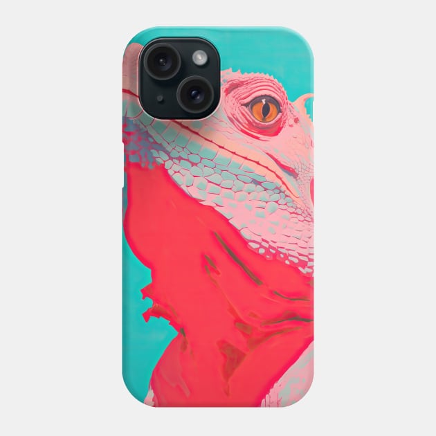 Iguana Duotone Neon Phone Case by DustedDesigns