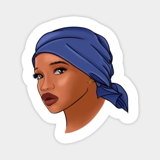 African American woman with a headscarf, fashion portrait Magnet