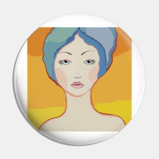 Blue Eyes woman digital art portrait Pin