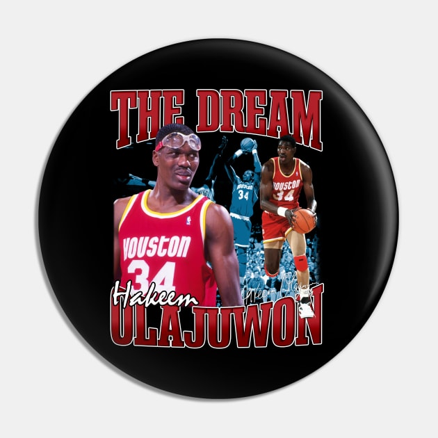 Hakeem Olajuwon The Dream Basketball Legend Signature Vintage Retro 80s 90s Bootleg Rap Style Pin by CarDE