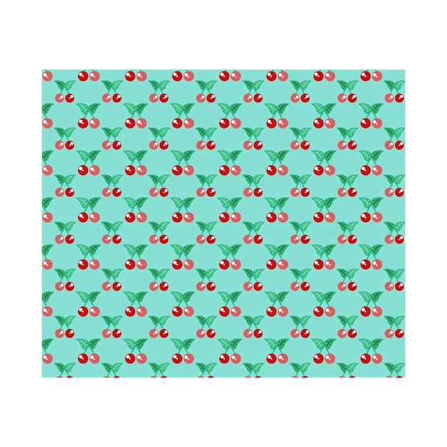 Cute Cherries Green Pattern by saradaboru