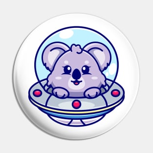 Cute koala flying with spaceship ufo cartoon Pin
