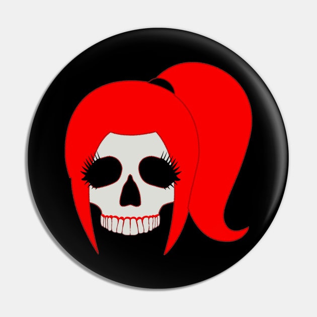 Ponytail Skull Pin by Nuletto