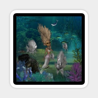 Cute mermaid with fantasy fish Magnet
