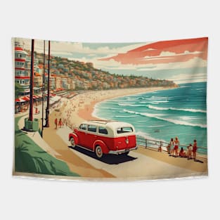 Bondi Beach Australia Vintage Travel Poster Tapestry