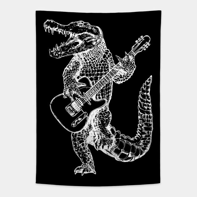 SEEMBO Alligator Playing Guitar Guitarist Musician Fun Band Tapestry by SEEMBO