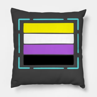 Outlined Nonbinary flag - wtframe comics Pillow