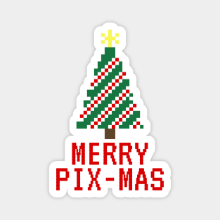 8 Bit Merry Christmas Tree Pixel Art Magnet