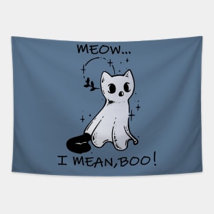 meow i mean boo kawaii cat ghost Tapestry