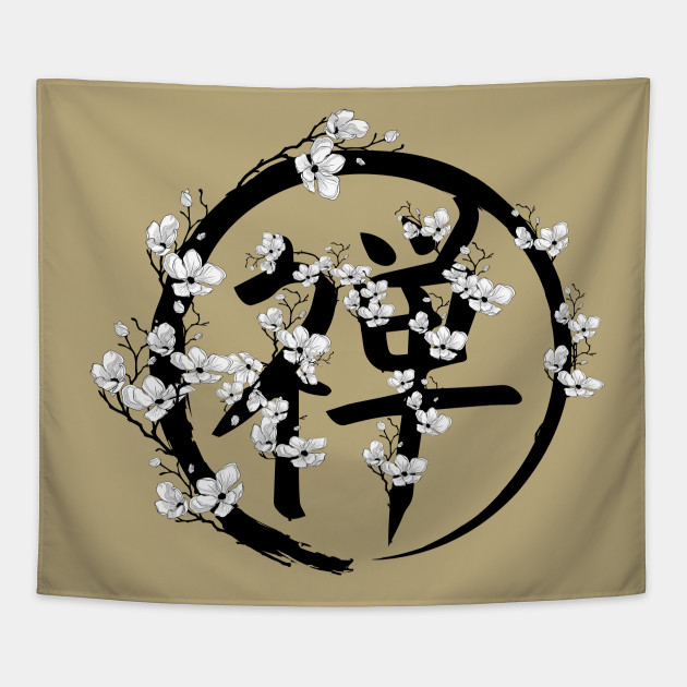 Blossoming Enso circle and Zen hieroglyph