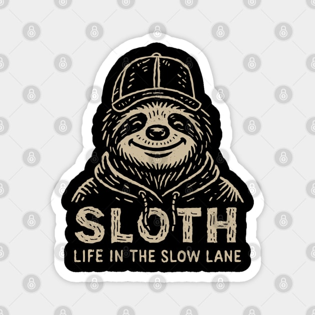 Sloth Life in the Slow Lane Chill Vibes Magnet by Anticorporati