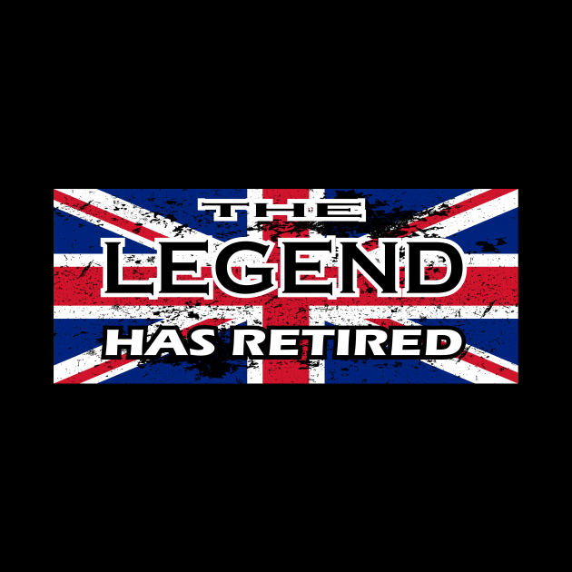 THE LEGEND HAS RETIRED, flag of the United Kingdom black version t-shirt sweater hoodie samsung iphone case coffee mug tablet case tee birthday gifts by exploring time