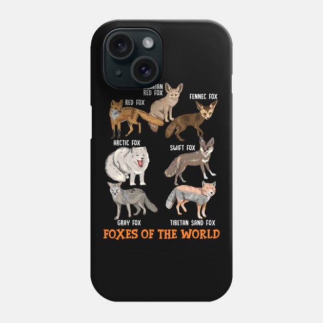 Foxes Of The World Funny Fox Stuff Animals Educational Gifts Phone Case by Proficient Tees