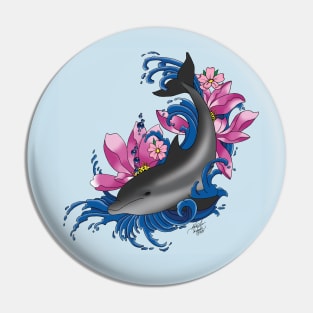 Dolphin and Cherry Blossoms Pin