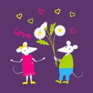 colorful mouses in love T-Shirt