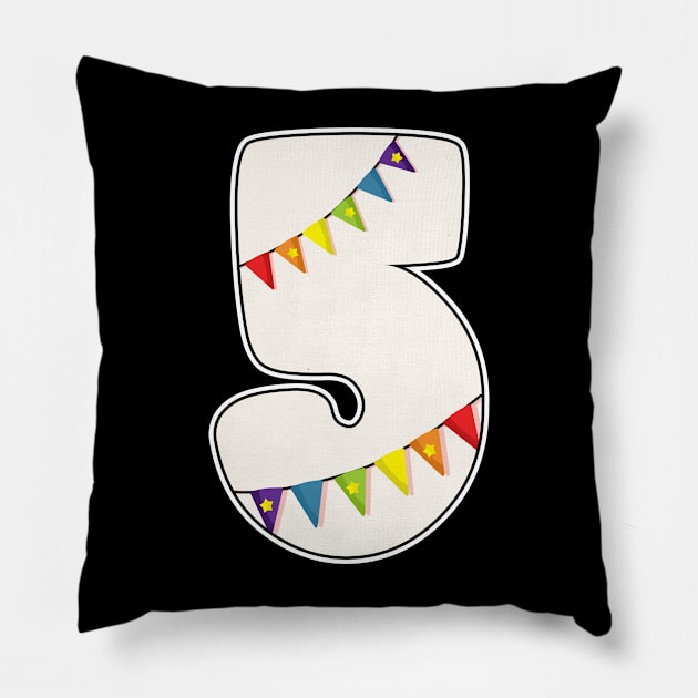 5th Birthday 5 Years old Number Birthday Girl Pillow by Anassein.os