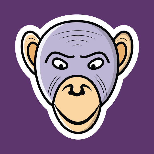 Monkey Head Cartoon Character Sticker vector illustration. Animal nature icon concept. cheerful monkey head sticker vector design on pink background with shadow. by AlviStudio