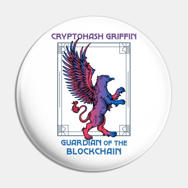 Cryptohash Griffin - Guardian of the blockchain (white background) Pin by Hardfork Wear