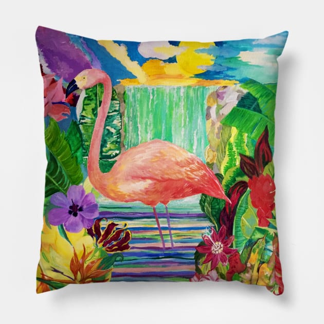 Flamingo Falls Pillow by johanne6