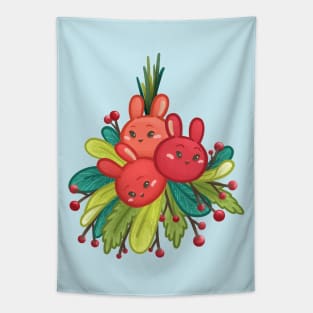 Bunny Mistletoe Christmas Tapestry