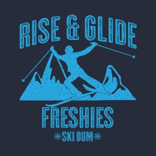 Skiing Rise and Glide - Vintage Light Blue Text T-Shirt