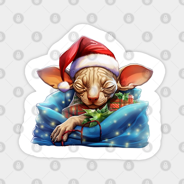 Lazy Sphynx Cat At Christmas Magnet by Chromatic Fusion Studio