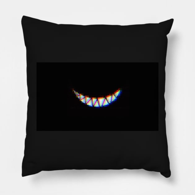 glitch scary smile Pillow by SofiaArtFactory