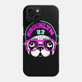 Brooklyn Spike Pug Pink & Teal Retro T-Shirt Phone Case