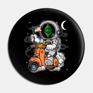 Astronaut Scooter Ethereum Classic ETH Coin To The Moon Crypto Token Cryptocurrency Blockchain Wallet Birthday Gift For Men Women Kids Pin