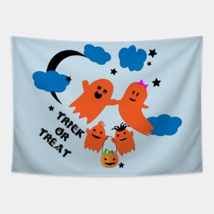 Trick Or Treat Cute Ghosts Family Fly Halloween Candys Sweets Tapestry