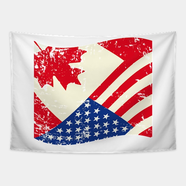 Canadian American Flag Canada America Vintage Gift Tapestry by chrizy1688