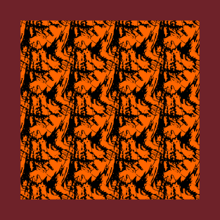 Black tangled abstraction on orange background. T-Shirt