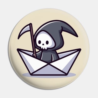 Cute grim reaper on Paper boat Pin