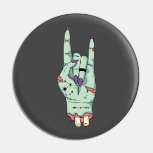 Rock on zombie hand Pin