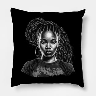 Black Girl with Braids, Black Girl Magic Pillow