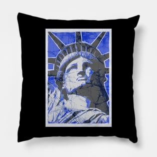 4th of July Statue of Liberty Batik blue crackle style Pillow