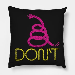 In Vogue Modern Distressed 80s colors Minimalist Gadsden Snake Flag Stylish Dont Tread On Me Pillow