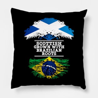 Scottish Grown With Brazilian Roots - Gift for Brazilian With Roots From Brazil Pillow