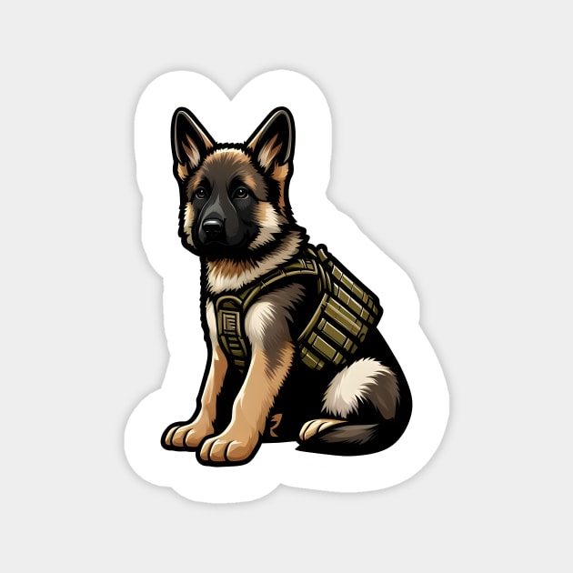 Tactical German Shepard Puppy Magnet by Rawlifegraphic