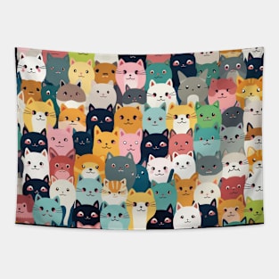 Furry Cuteness: 101 Kawaii Cats in Pastel Paradise Tapestry