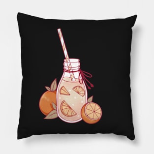 Orange drink with a straw Pillow