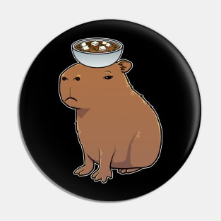 Capybara with Miso Soup on its head Pin