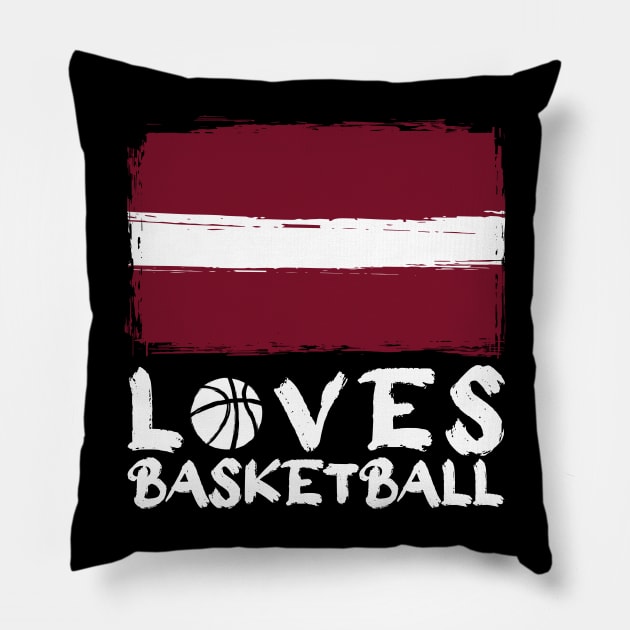 Latvia Loves Basketball Pillow by Arestration