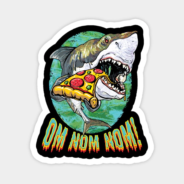 Great White Shark Bites Pizza Magnet by Mudge