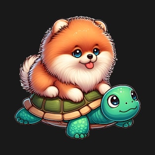 Pomeranian on a turtle ride T-Shirt